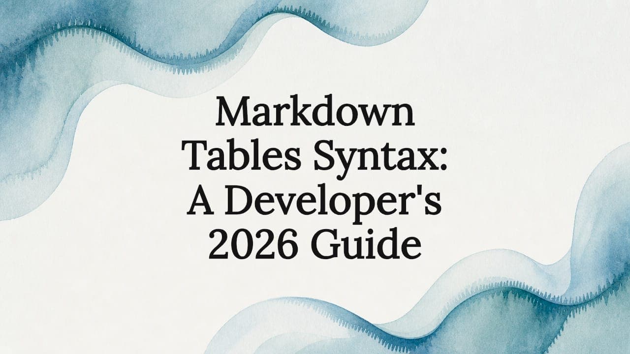 Markdown Tables Syntax: A Developer's 2026 Guide